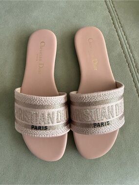 Unlisted Women's Pale Pink Embroidered Slide Sandals